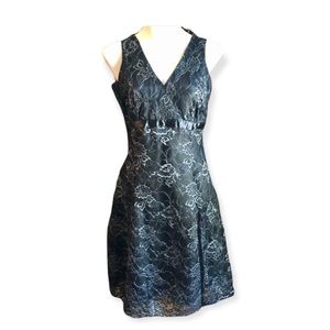 Sleeveless Black Lace-Overlay Midi Dress